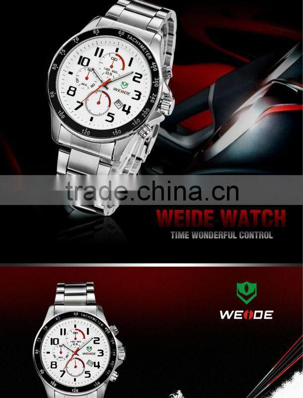 Fashion WEIDE Men Full Steel Watch Black Dial Japan Quartz 3ATM Waterproof Diving Military Men Sports Watches Relogio Masculino