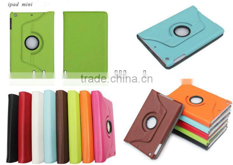 For ipad mini Leather Case/for ipad cover skin stand case smart cover 360 degree rotating leather case for ipad mini