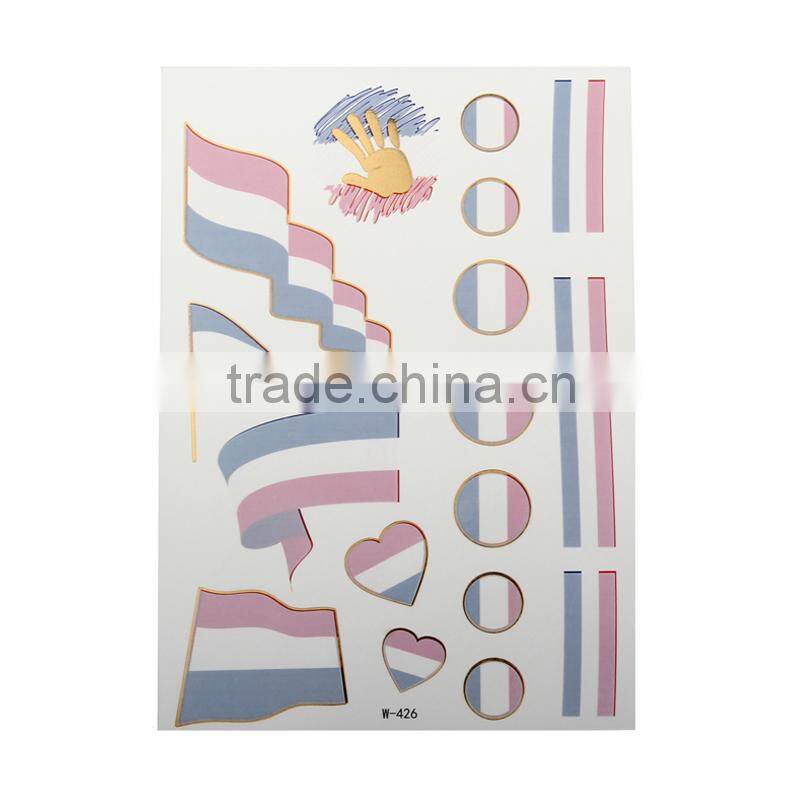 Beauty Sticker 2016 UEFA gold and silver tattoo stickers/world cup country flag tattoo sticker