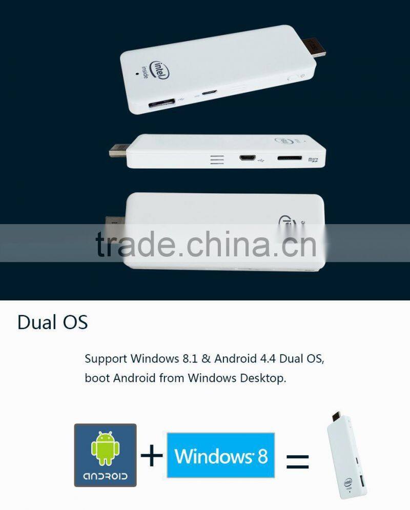 2015 New arrival smart tv usb stick Windows8.1 Wintel MINI PC + Android Dual OS Pocket C-I8 Intel Z3735F 2GB/32GB Quad core
