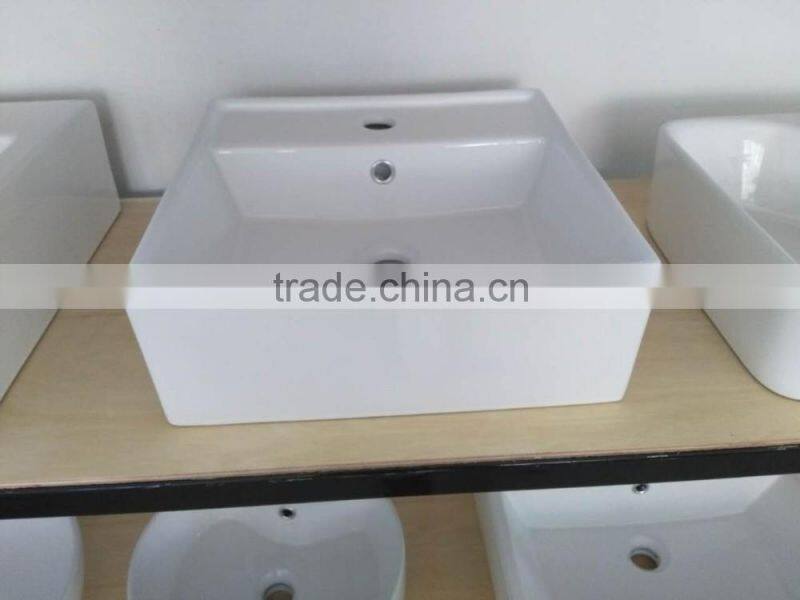 new design art basin ceramic bathroom white basin square shape new design single hole wash basinYB003