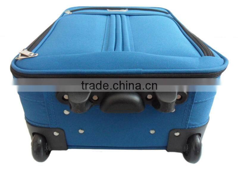 2014 china factory cheap good quality 600D polyester EVA upright wheeled 20'' cabin size carry on travel luggage with trolley