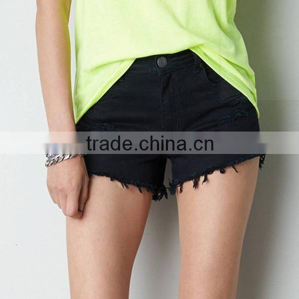 black sexy jean shorts for women distressed wholesale short jeans JXY057