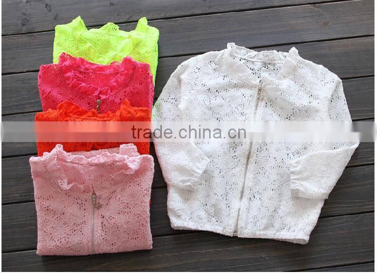 High Quality Fashion Breathable Children Zipper Coats for Girls, Zipper Unlined Upper Garment