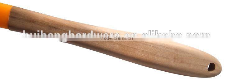 F01-7 silicone slotted spoon, silicone slotted soup spoon with wooden handle
