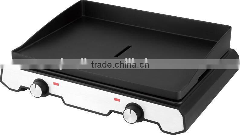 Two independent temperature controls home BBQ electric plancha grill maker machine