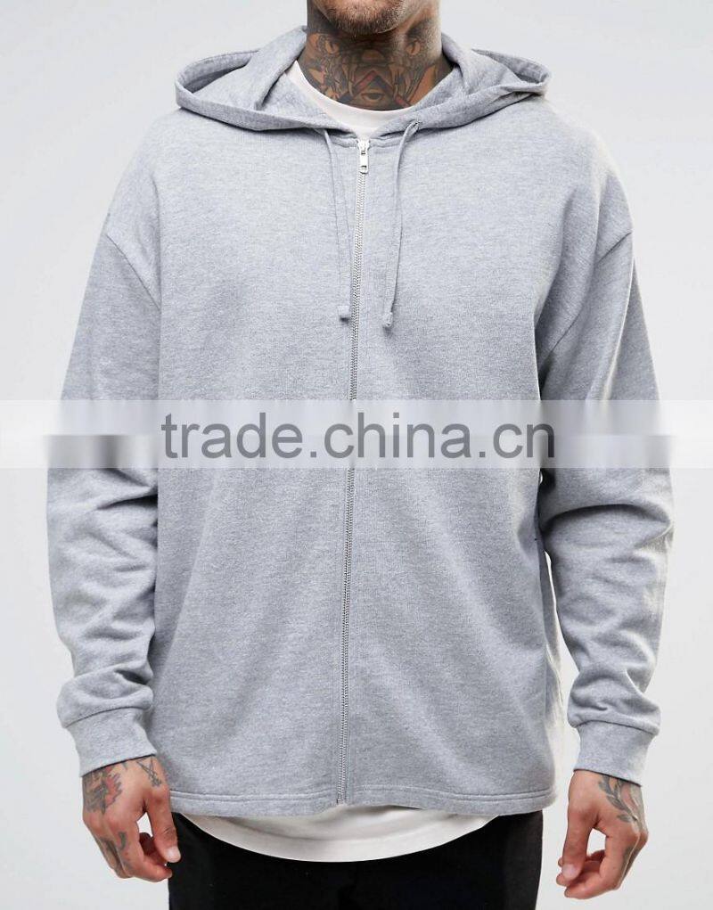 Daijun cheap wholesale with hood 100% cotton full zip plain grey oem hoodies