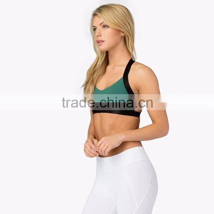 2016 Custom Design Women Workout Fitness Gym Top Cut Out Pilates Bra