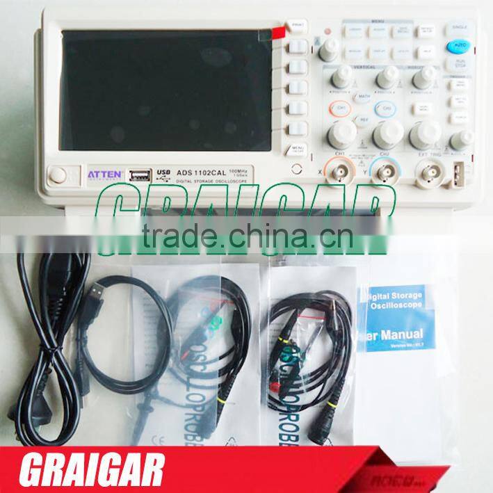 ATTEN ADS1102CAL 100MHz 1G Digital Oscilloscope 7" LCD
