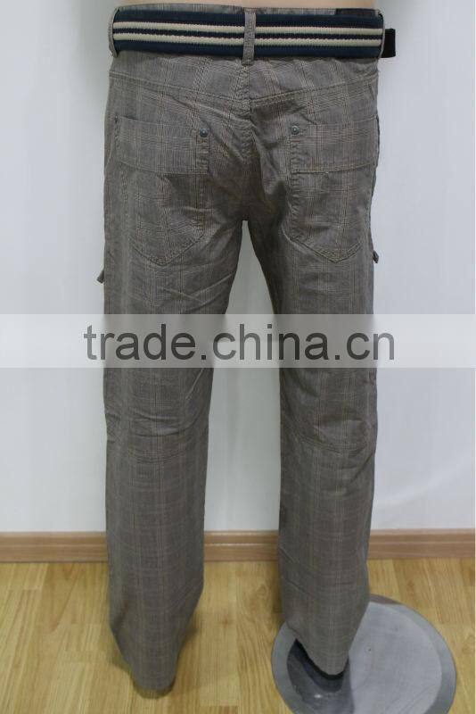 Men's Grey Fashion Casual Pants with Belt