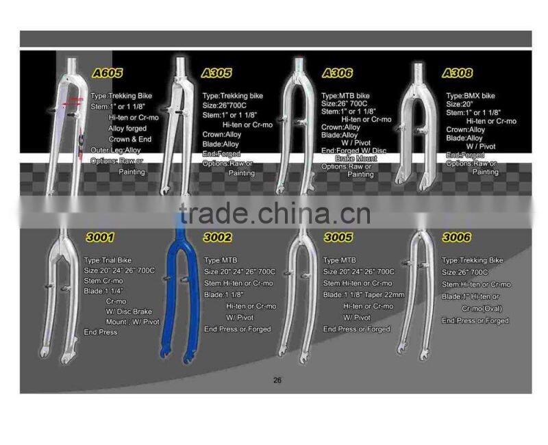 26" single preload alloy electric bike front fork