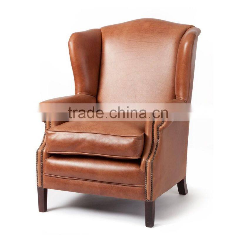 Modern leather chair sofa chair rivet tufted used for restaurant/hotel