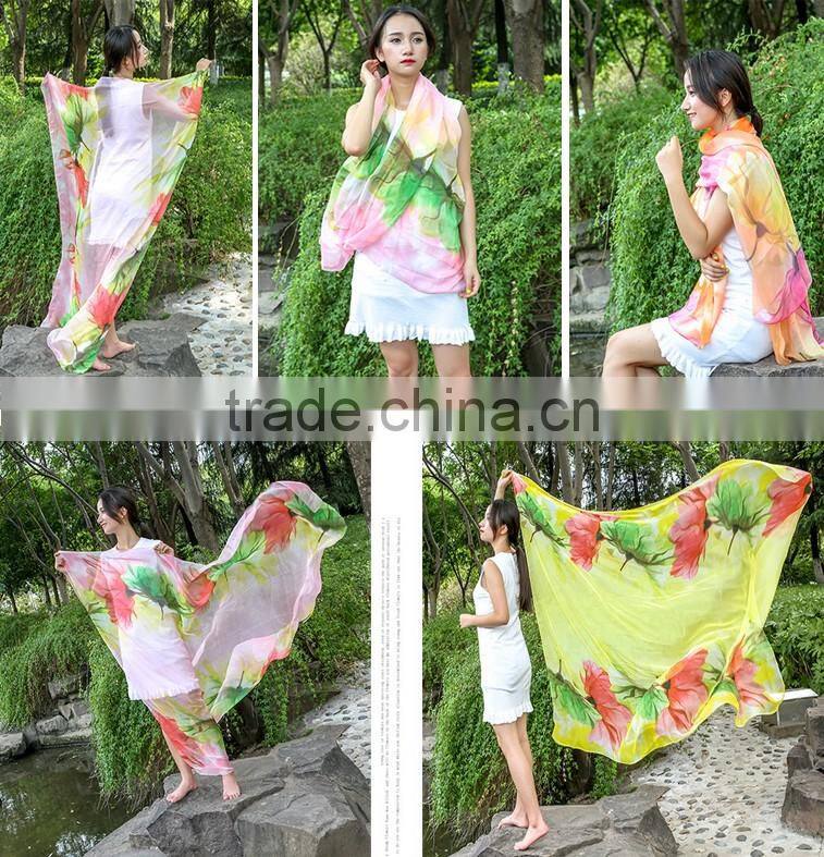 Infinity Chiffon 100% Polyster Silk Imitated Fabric Material Women Girls Scarves and Shawls Wrap With Printed Patterns