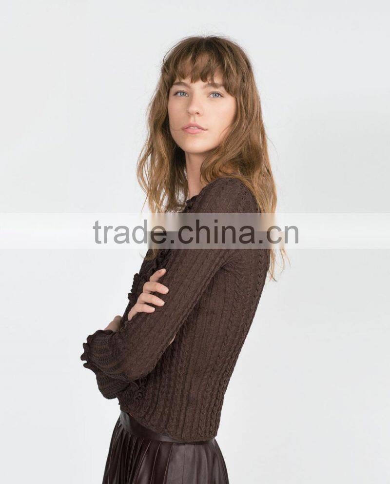 ladies knitted blouses round collar slim knitted sweater