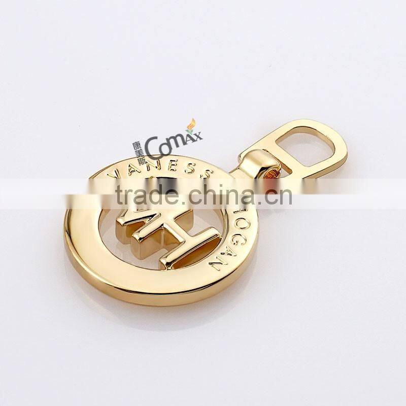 Hanging gold rotatable strong metal zipper puller for bag