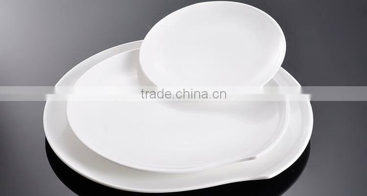 7 inch Round White Color Graceful Design Porcelain Plates Dishes For Hotel And Restaurant