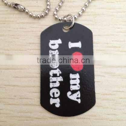 Black Light Flat Dog Tag "I love brother" Necklace For Family Gifts