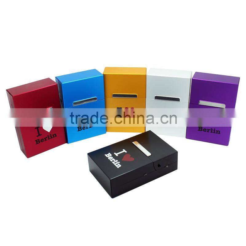 Six colour Aluminum cigarette case with magnet button for 20s 85mm cigarette pack printed logo as customer requested