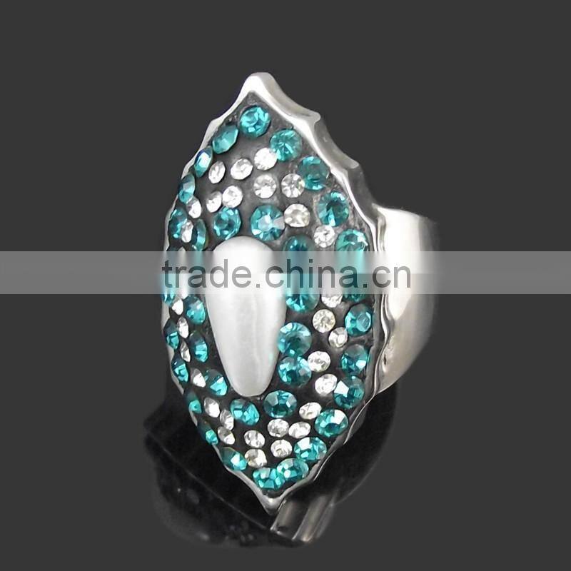 316L stainless steel crystal rings wholesale