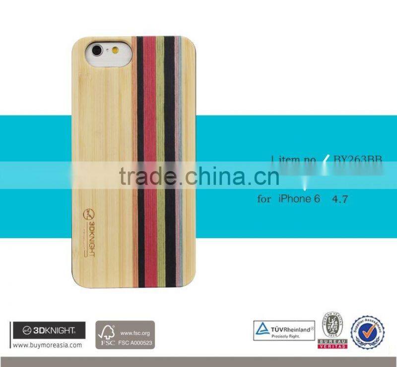 Factory OEM ODM Mix Colored Wood Custom Hard Back Natural Bamboo Cover for iPhone 6, for iPhone 6s Bamboo Case, Bamboo PC Case