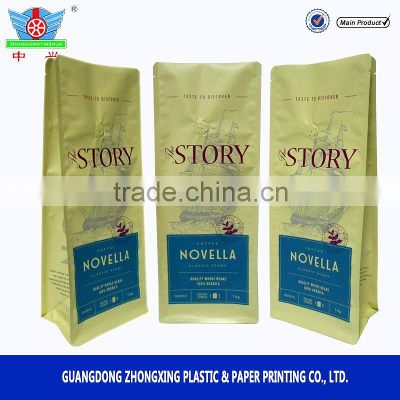 Custom printed Aluminum Foil coffee pouch with Coffee Packaging Bags