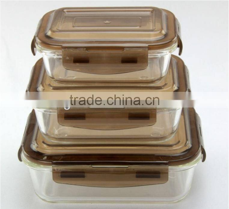 Glass Fresh keeping box clear round shape heat-proof crisper