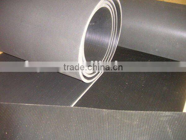 balck grey anti-slip 3mm fine ribbed/corrugated rubber sheet floor