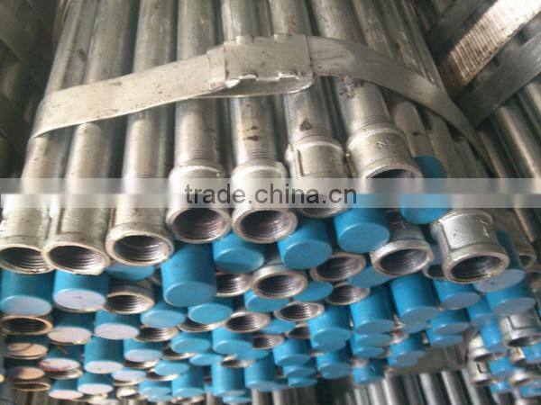 Plastic sch40/schedule 40 thick wall galvanized round steel pipe threaded made in China