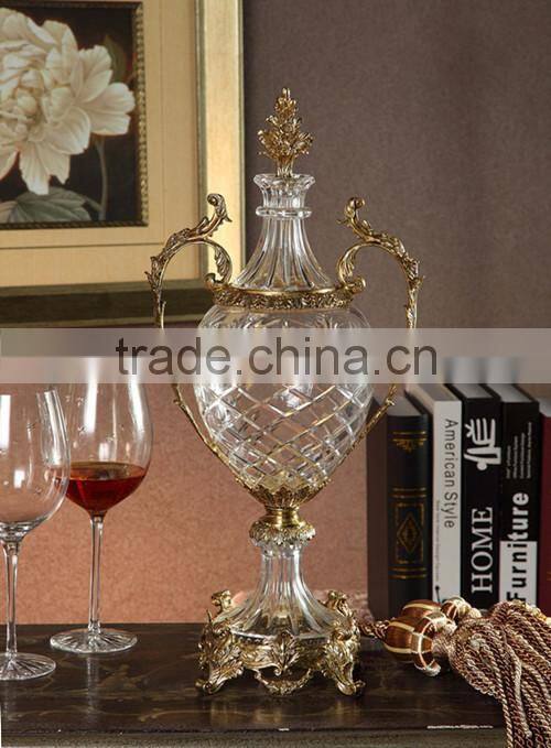 Royal Bronze Crystal Fruit Bowl, Unique Home Decorative Crystal with Brass Fruit Bowl (BF01-0207-1)