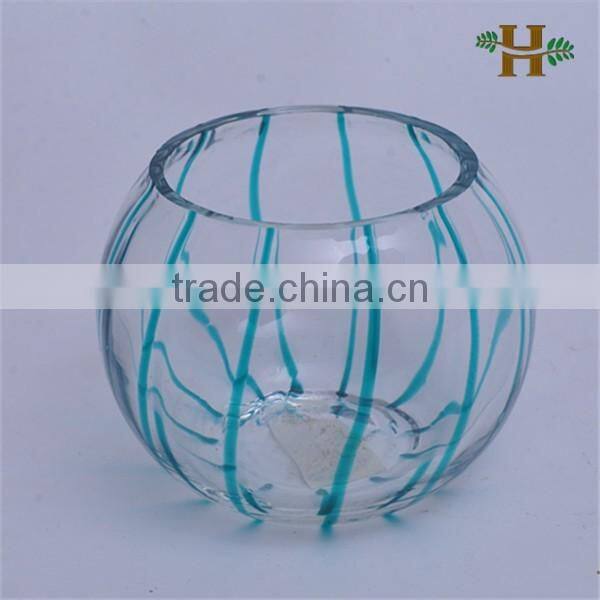 Quality Modern Blue Crackle Glass Vase for Home Decoration