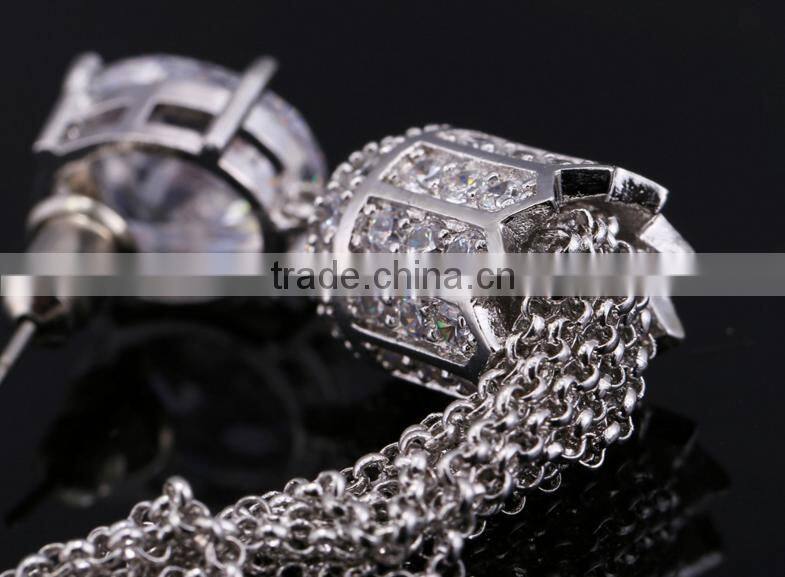 Wholesale Stock Small Order Fashion Women Long Tassels Zircon Earrings