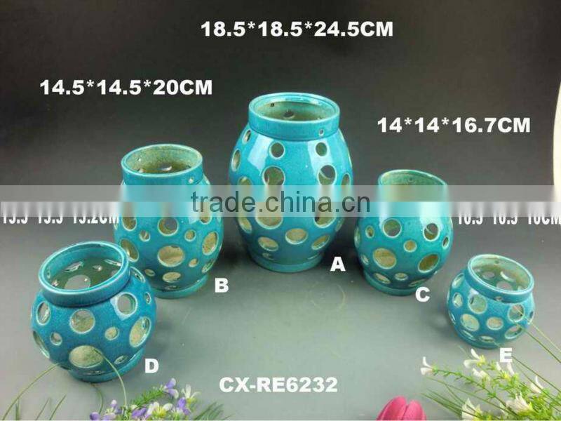 ceramic Decor Lantern porcelain reactive glazed bisque dolomite