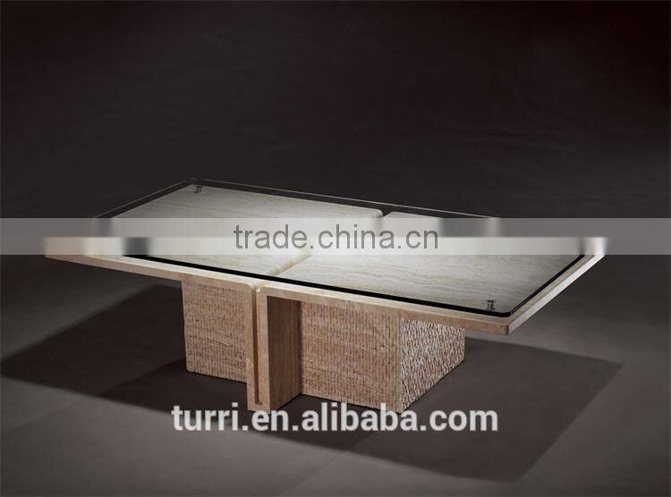 luxury living room furniture centre glass coffee table with marble base