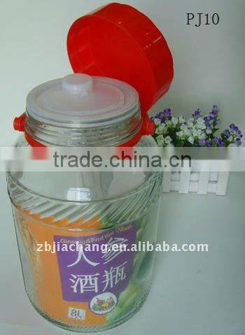 PJ10 large glass juice jar with plastic lid