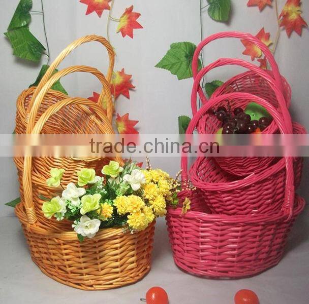 wicker basket with handles for fruit