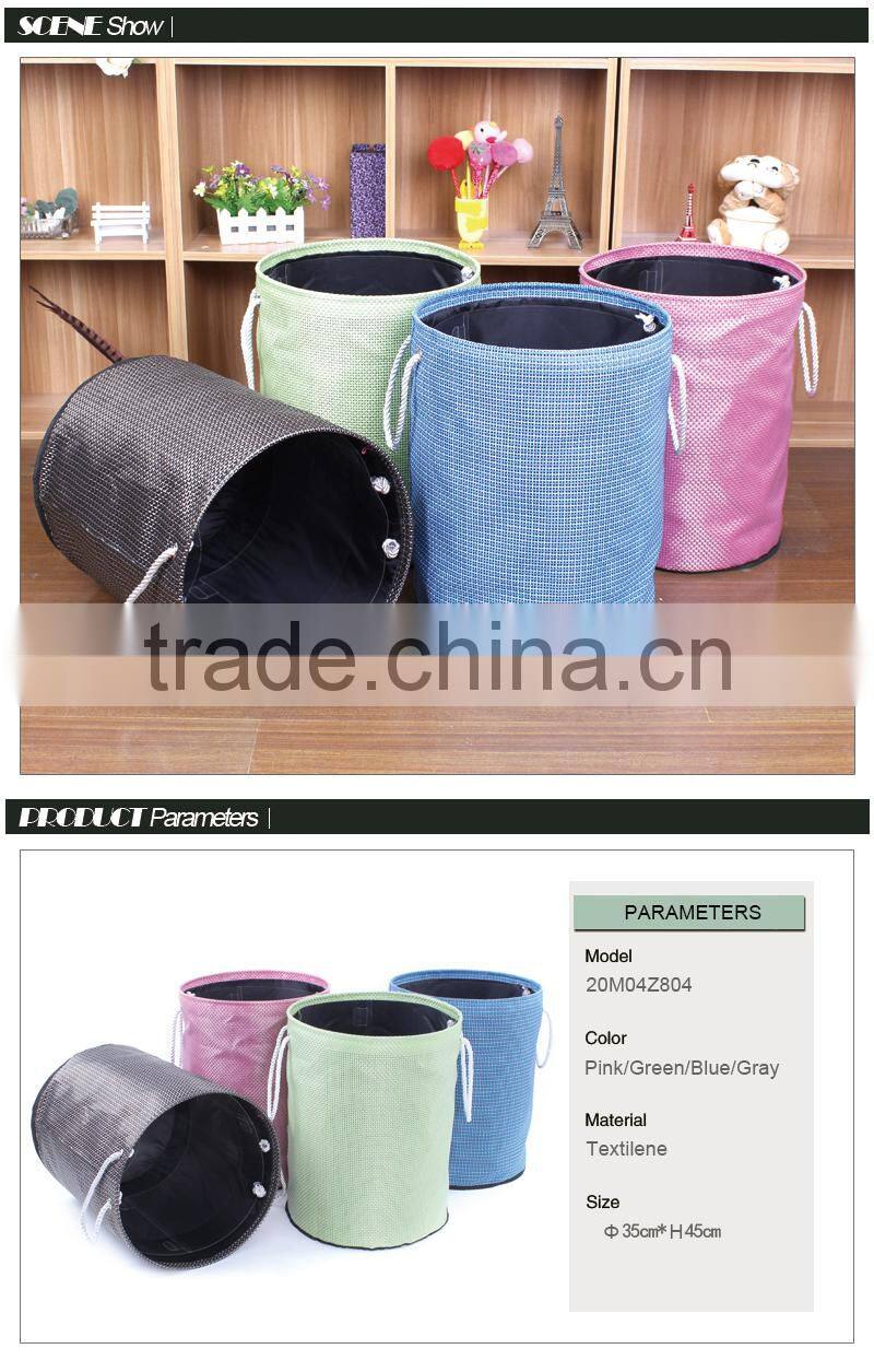 Folding laundry hamper with closing, bathroom basket , with cotton rope tote