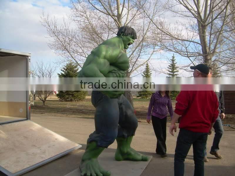 outdoor garden decoration fiberglass material life size hulk statue for sale