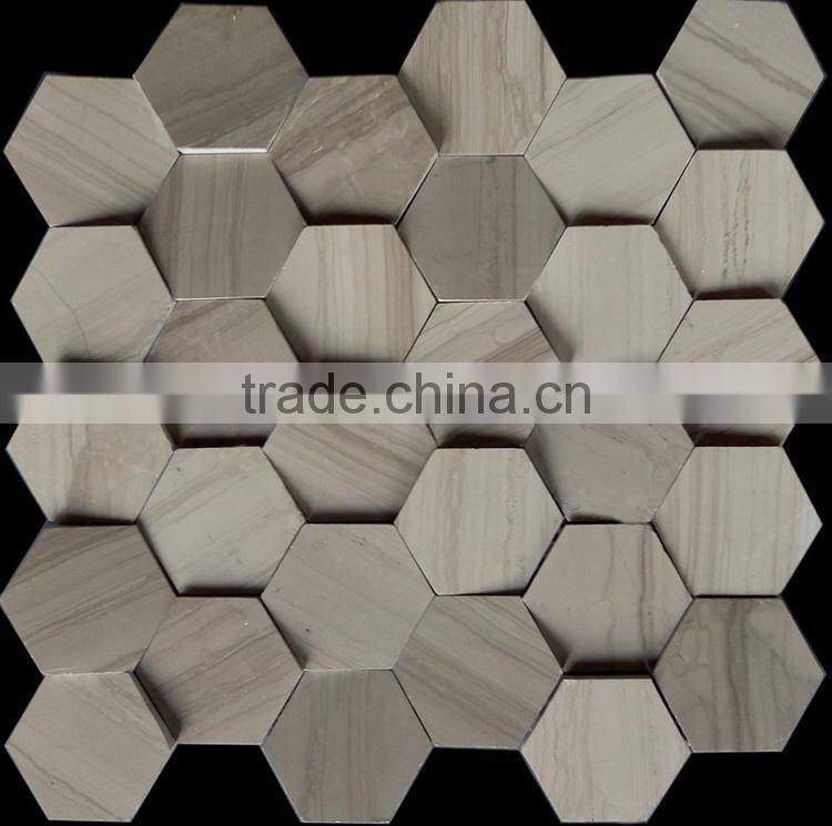 MM-CV235 Super quality indoor design natural stone marble hexagon mosaic tile