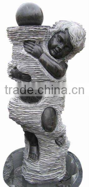 hotel water fountain stone kid marble garden stone statues