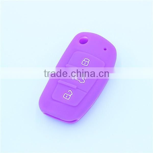 for audi fold 3 buttons keys silicone remtoe key holder, silicone car key case