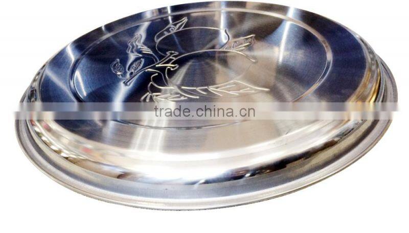 28cm High quality stainless steel round serving tray