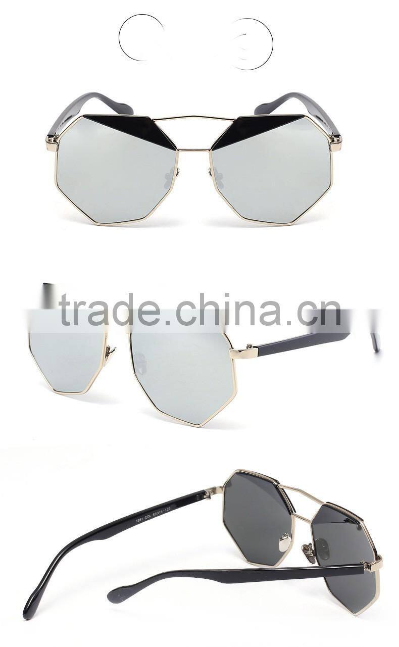 2016 New fashion dazzle colour hexagon sunglasses fine really membrane cycling beach sunglasses outdoor sports mirror