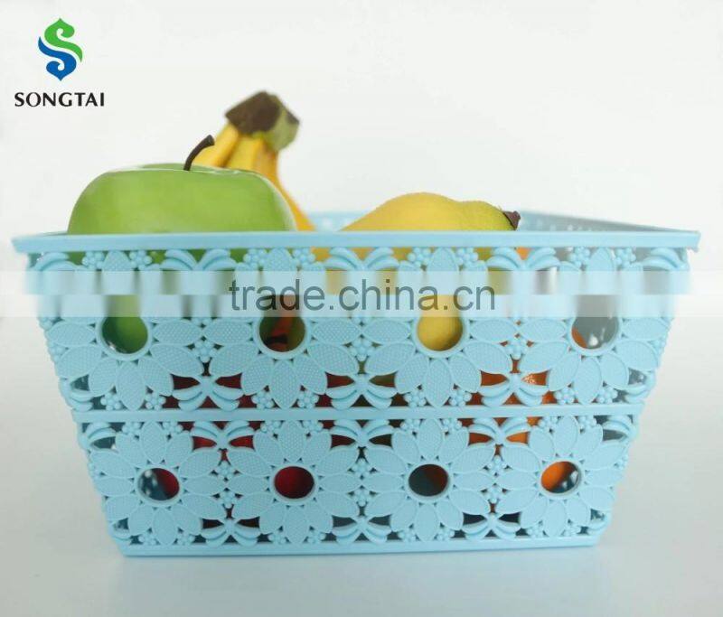 2016 new style Plastic pp square fruit basket with sunflower
