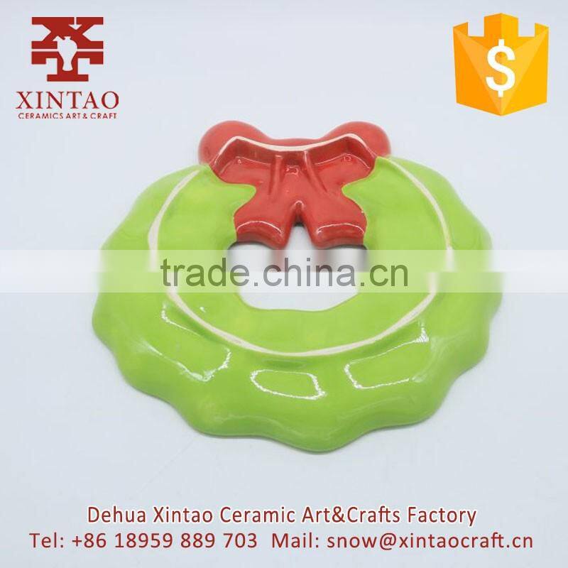 Custom china porcelain bowknot christmas plates lowest price