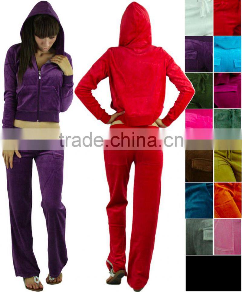 Comfy Soft Plush Velour Suit Hoodie Sweat Set Tracksuit