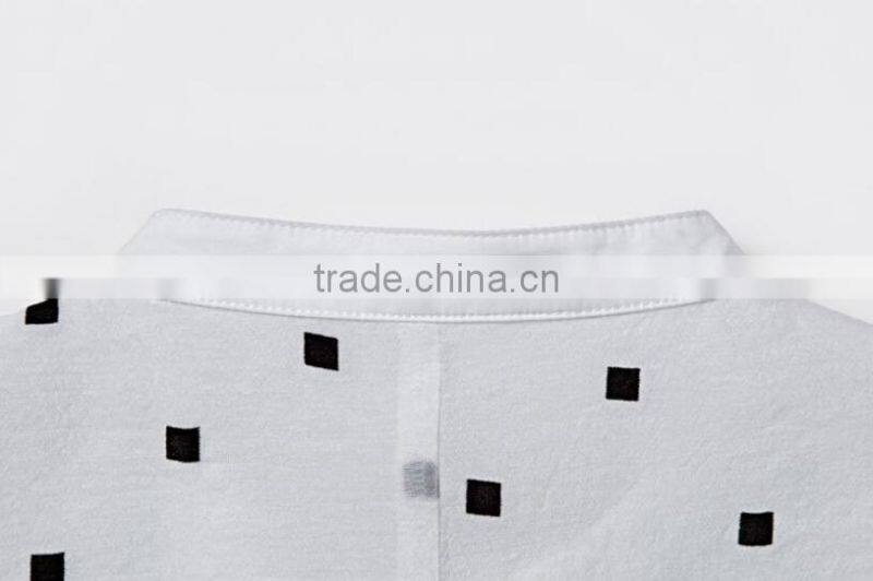 High quality organza fashion design lady blouse,Half sleeve fashion blouse,O-neck with dot printing fashion blouse collar