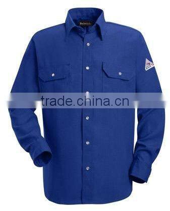 mens workwear button-front navy blue 4.5oz nomex safety work shirt