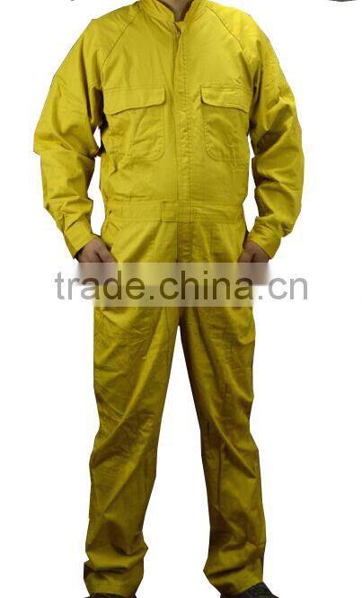 yellow EN11612 100%cotton fire retardant coverall for oil and gas industry