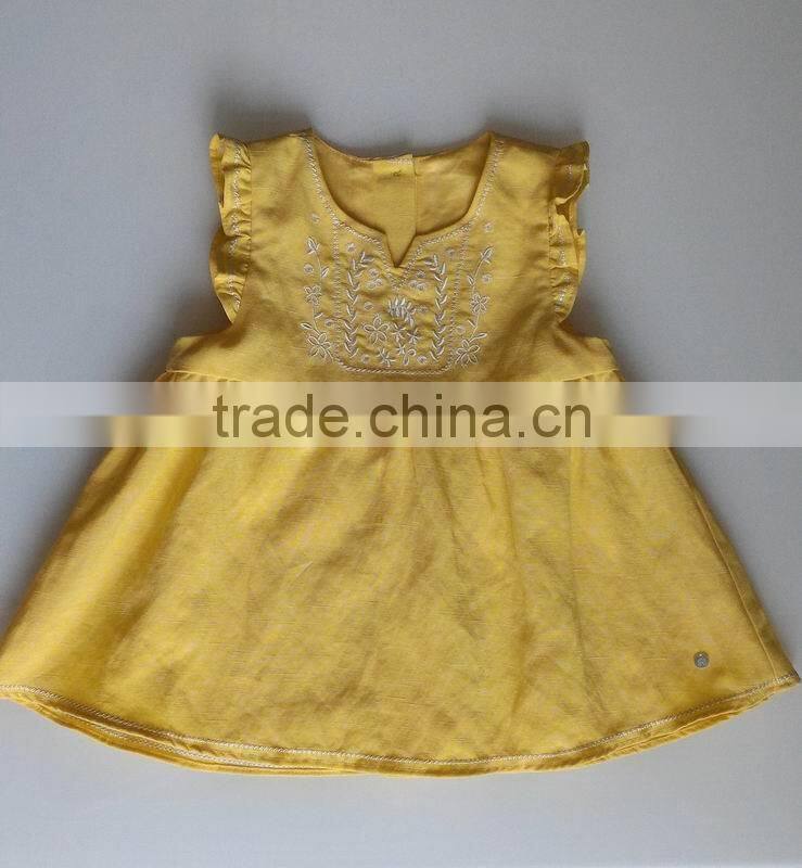 2015 new summer baby girl pretty L/C dress with embroidery