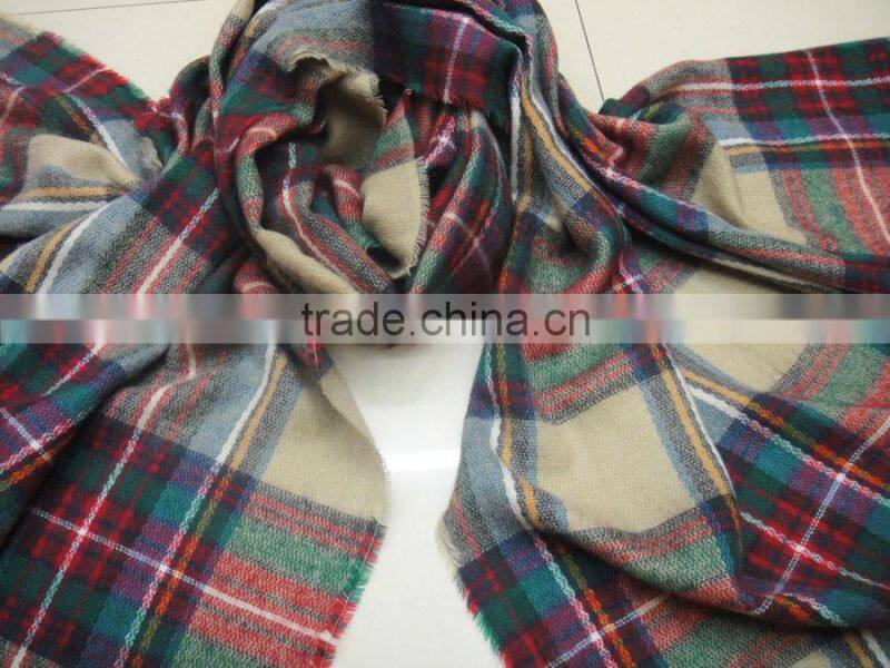 Fashion 100%acrylic new jacquard plaid checked hot scarf